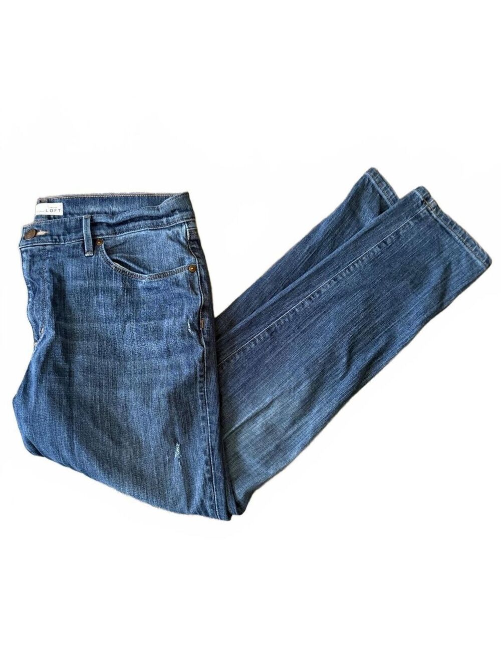 Ann Taylor LOFT Women's Relaxed Skinny Denim Jeans Size 12 Distressed Streetwear